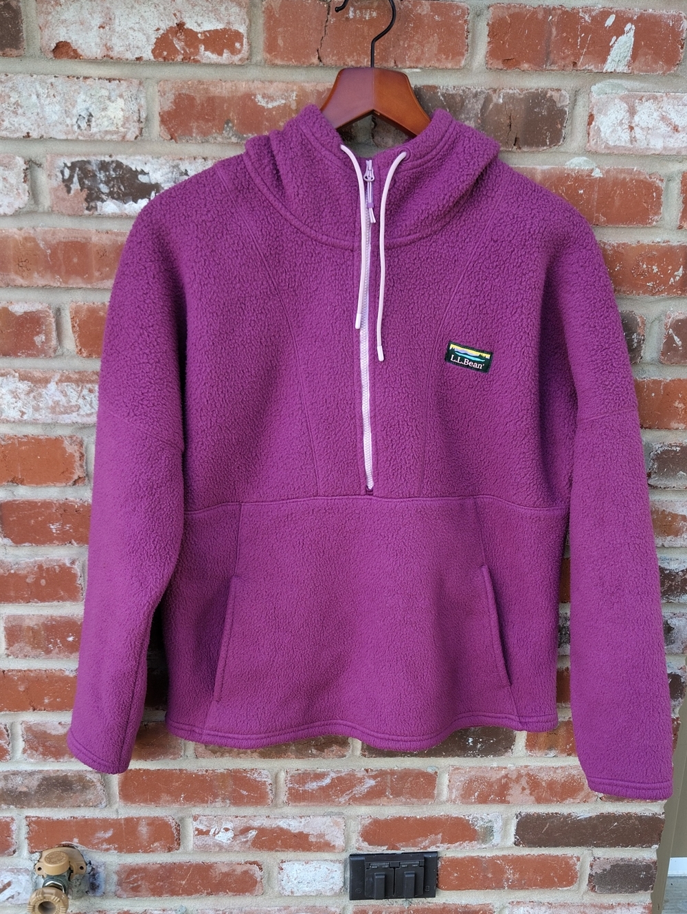 LL Bean Katahdin Fleece Half Zip Pullover Hoodie Size M Petite Outdoor Granola